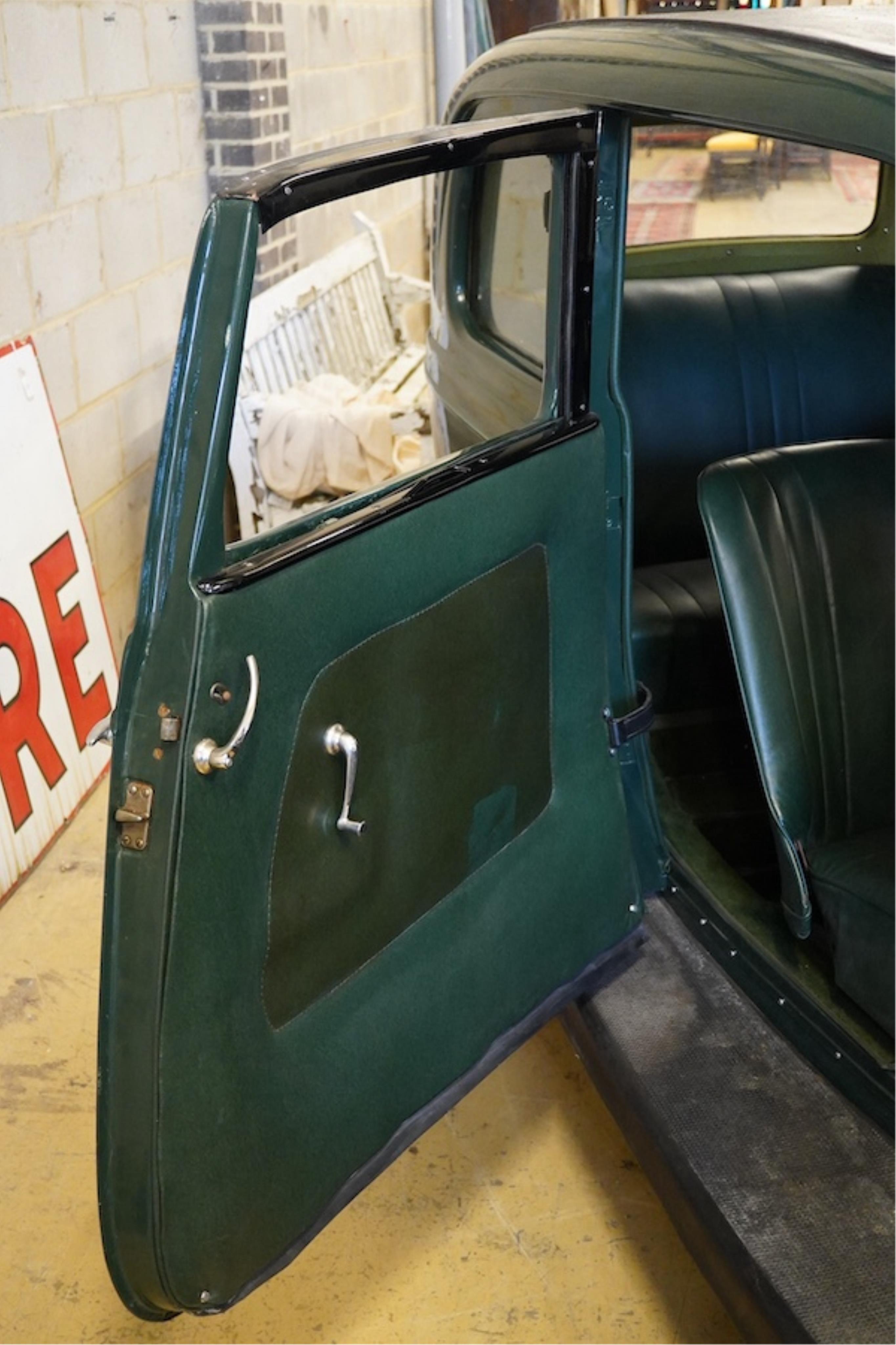 A 1936 Ford Model Y saloon, reg. no. CYM868, 885cc, dark green, odometer showing 93,057 miles. Restored by the late owner, to a very high standard and winner of seven Concours d’Elegance awards